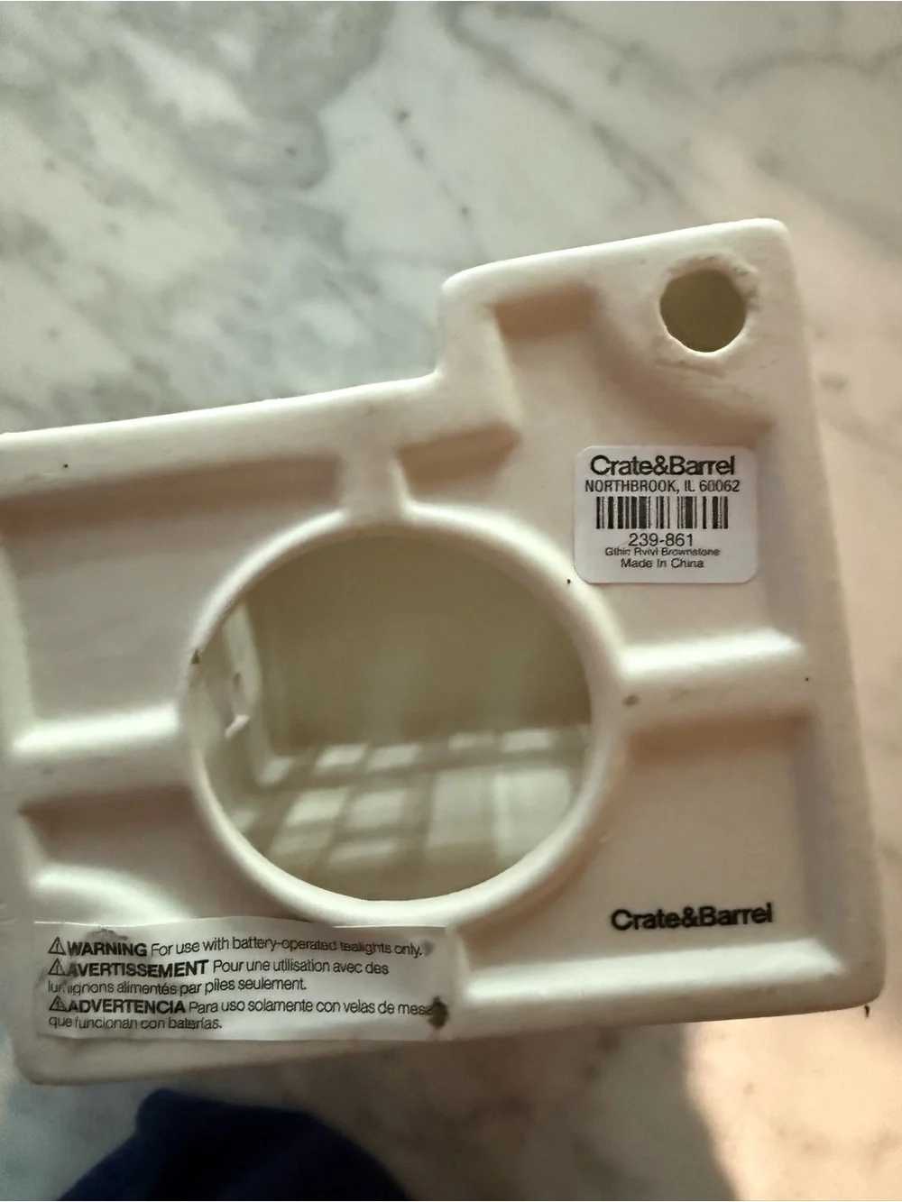 Crate & Barrel White Ceramic Holiday Gothic Revival Brownstone